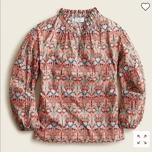 J Crew Scalloped Tie-neck top in Liberty May Nouveau